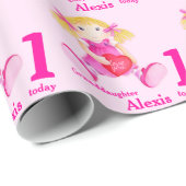 Kleindochter naam vod pop art 1e verjaardag wrap cadeaupapier (Rol Hoek)