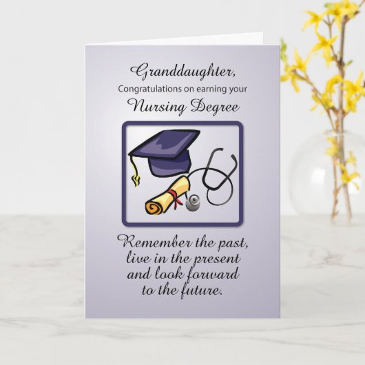 Kleindochter Nursing Degree Afstuderen Blauw Grijs Kaart (Gele Bloem)