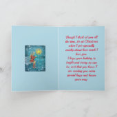 KLEINDOCHTER OP BANK KERSTMIS KAART (Binnen)