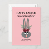 Kleindochter Paasroze Bunny, gepersonaliseerd Feestdagenkaart (Voorkant / Achterkant)