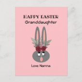 Kleindochter Paasroze Bunny, gepersonaliseerd Feestdagenkaart (Voorkant)