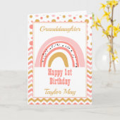 Kleindochter Pink Rainbow Verjaardag Kaart (Gele Bloem)