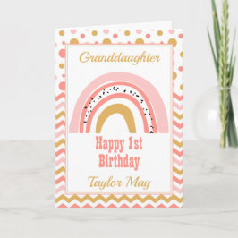 Kleindochter Pink Rainbow Verjaardag Kaart