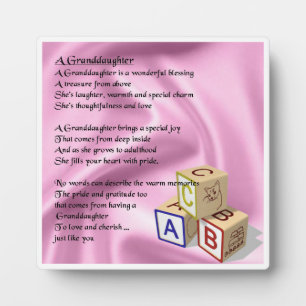 Kleindochter Poem Plaque - Baby Blokkeerontwerp Fotoplaat