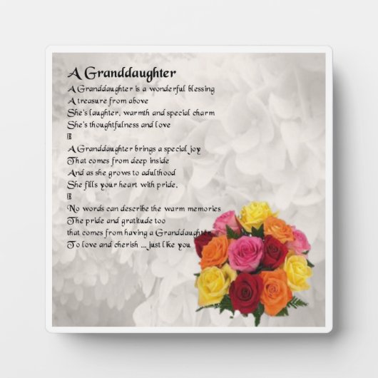 Kleindochter Poem Plaque - Flowers Design Fotoplaat (Voorkant)