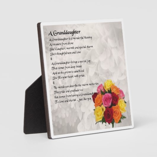 Kleindochter Poem Plaque - Flowers Design Fotoplaat (Voorkant)