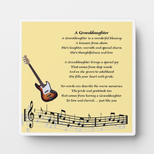 Kleindochter Poem Plaque - Muziekontwerp Fotoplaat (Voorkant)