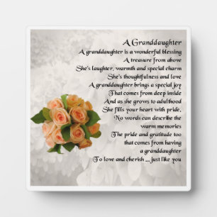 Kleindochter Poem Plaque - Perzikontwerp voor Roze Fotoplaat