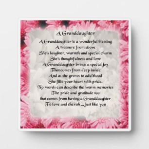 Kleindochter Poem Plaque - Roze Floral Design Fotoplaat