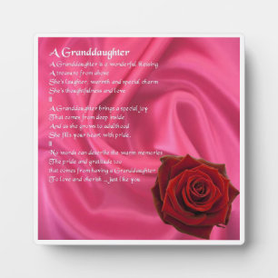 Kleindochter Poem Plaque - Roze zijde en Roos Fotoplaat