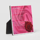 Kleindochter Poem Plaque - Roze zijde en Roos Fotoplaat (Voorkant)