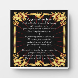 Kleindochter Poem Plaque - Zwart design Fotoplaat