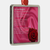Kleindochter Poem - roze zijde en roos Metalen Ornament (Rechts)