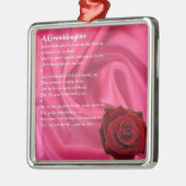 Kleindochter Poem - roze zijde en roos Metalen Ornament (Links)