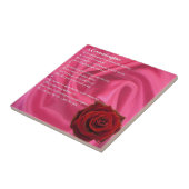 Kleindochter Poem - roze zijde en roos Tegeltje (Zijkant)