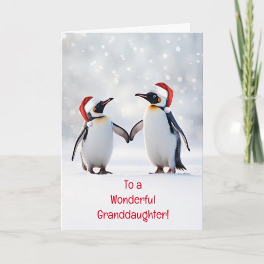 Kleindochter Prettig feest Kerstmis Pinguïns Kaart (Voorkant)