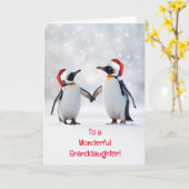Kleindochter Prettig feest Kerstmis Pinguïns Kaart (Gele Bloem)