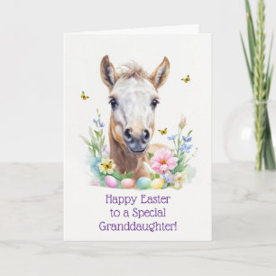Kleindochter Prettig Pasen met Mooie Baby Paard Feestdagen Kaart