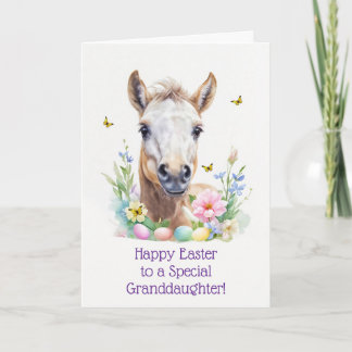 Kleindochter Prettig Pasen met Mooie Baby Paard Feestdagen Kaart