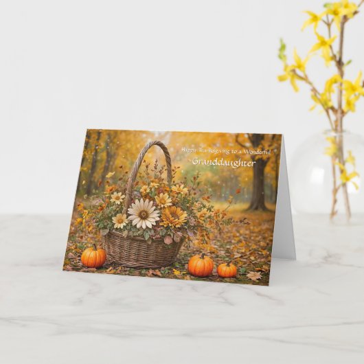 Kleindochter Prettig Thanksgiving Herfstbladeren Kaart (Gele Bloem)