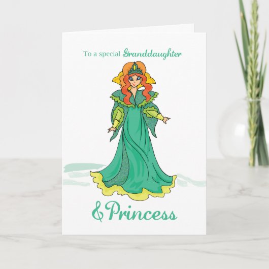 Kleindochter Princess Birthday, Green Kaart (Voorkant)