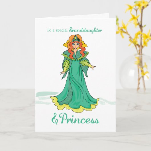 Kleindochter Princess Birthday, Green Kaart (Gele Bloem)