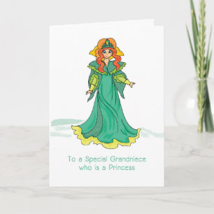 Kleindochter Prinses Verjaardag Groen Glitterende Kaart