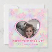 Kleindochter Regenboog Bloemige Valentijnsdag Foto Feestdagenkaart (Voorkant)