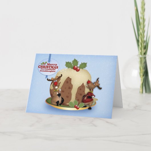 Kleindochter rendier en pudding kerst Kaart (Voorkant)