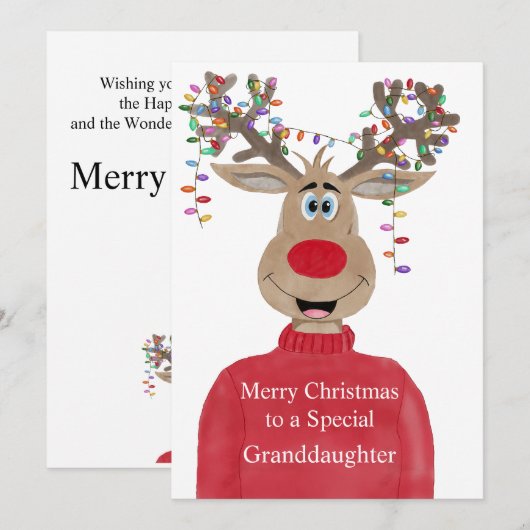 Kleindochter Rendier Kerst  Feestdagenkaart (Voorkant / Achterkant)