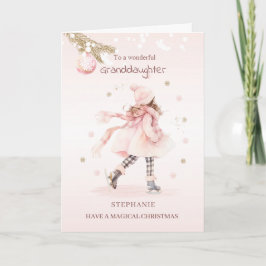 Kleindochter Roze Kerst Kleine Meisje  Feestdagen Kaart