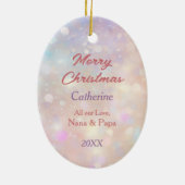 Kleindochter Roze Kerstmis Rose Boeket Santa Keramisch Ornament (Achterkant)