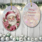 Kleindochter Roze Kerstmis Rose Boeket Santa Keramisch Ornament