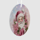 Kleindochter Roze Kerstmis Rose Boeket Santa Ornament (voorkant)