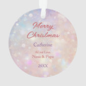 Kleindochter Roze Kerstmis Rose Boeket Santa Ornament (achterkant)