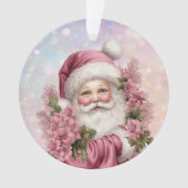 Kleindochter Roze Kerstmis Rose Boeket Santa Ornament (voorkant)