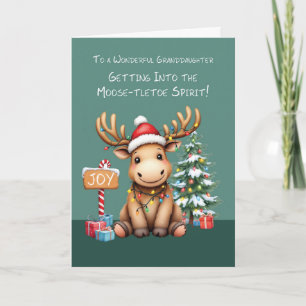 Kleindochter Schattig Funny Moose Kerst Kaart