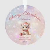 Kleindochter Schattige Kitten met kerstcadeau Ornament (achterkant)