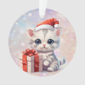 Kleindochter Schattige Kitten met kerstcadeau Ornament (voorkant)