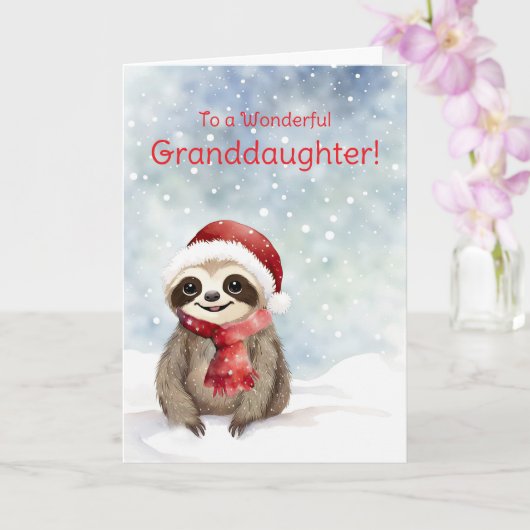 Kleindochter Schattige Sloth Animal Christmas Kaart (Orchidee)