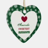 Kleindochter Snowflakes en hart Z15 Keramisch Ornament (Rechts)