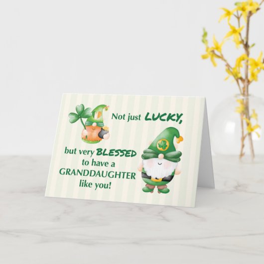 Kleindochter St. Patricks Day Gnomes Lucky Blesse Kaart (Gele Bloem)