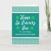 Kleindochter St Patrick's Shamrocks Groene cheques Kaart (Voorkant)