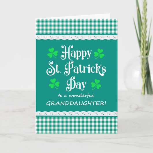Kleindochter St Patrick's Shamrocks Groene cheques Kaart (Voorkant)