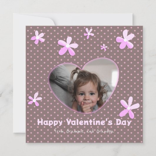 Kleindochter Sterren Bloemen Valentijnsdag Foto Feestdagenkaart (Voorkant)