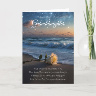 Kleindochter Sympathy Condolences Strand en Roos Kaart
