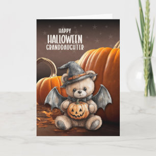 Kleindochter Teddybeer Heks en Vleugels Halloween Feestdagen Kaart