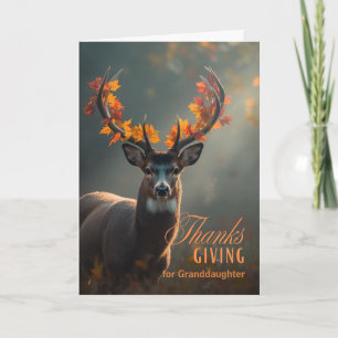 Kleindochter Thanksgiving Herten met Gewei Bladere Feestdagen Kaart