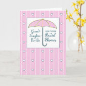 Kleindochter-to-be Vrijgezellenfeest roze paraplu Kaart (Gele Bloem)