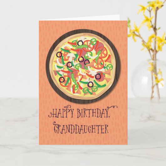 Kleindochter Tween Tiener Pizza Verjaardag Kaart (Gele Bloem)